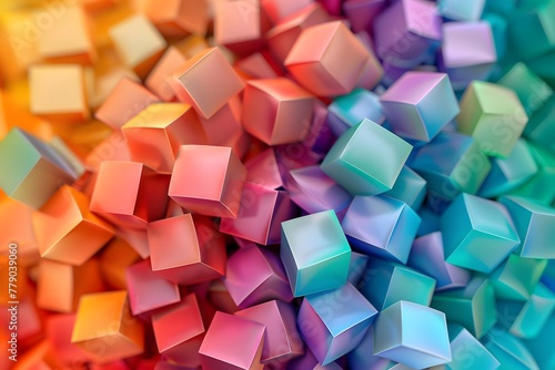 Vibrant abstract cubic background, rainbow colors, chaotic arrangement