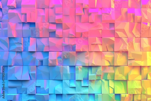 Vibrant abstract cubic background, rainbow colors, geometric chaos