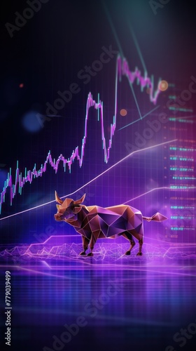 Violet stock market charts going up bull bullish concept  finance financial bank crypto investment growth background pattern with copy space for design