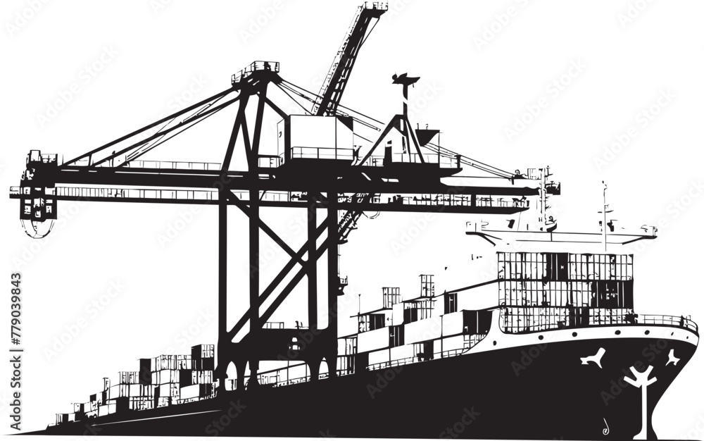 Seafaring Strategies Crane Loading to Cargo Ship Vector Design Port Protectors Industrial Ship Loading Icon Design