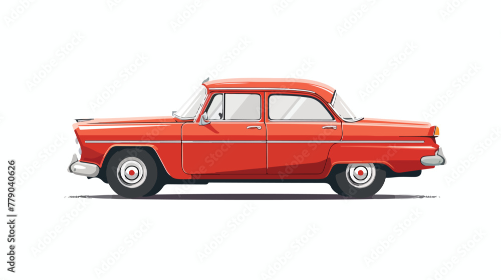 Vector illustration of red retro car isolated on wh