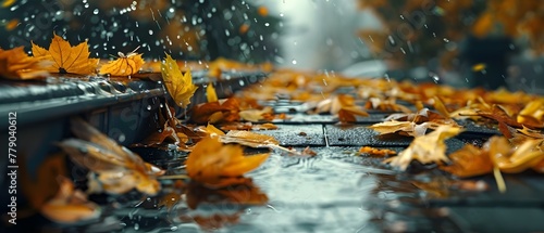 Autumn Gutters in Rain: The Calm Before the Clearing. Concept Rainy Day Photography, Autumn Aesthetics, Moody Landscapes