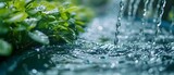 Rainwater Rejuvenation: Nature's Symphony. Concept Healing Sounds, Soothing Rhythms, Nature's Melodies, Mindful Relaxation, Therapeutic Harmony