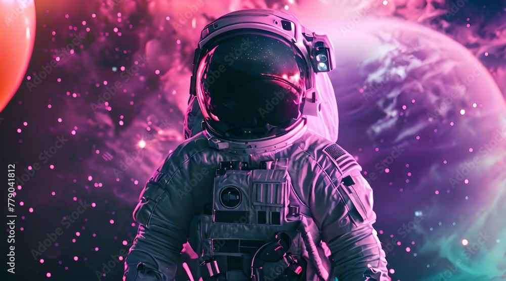 astronaut on colorful outer space background astronaut on colorful outer space background