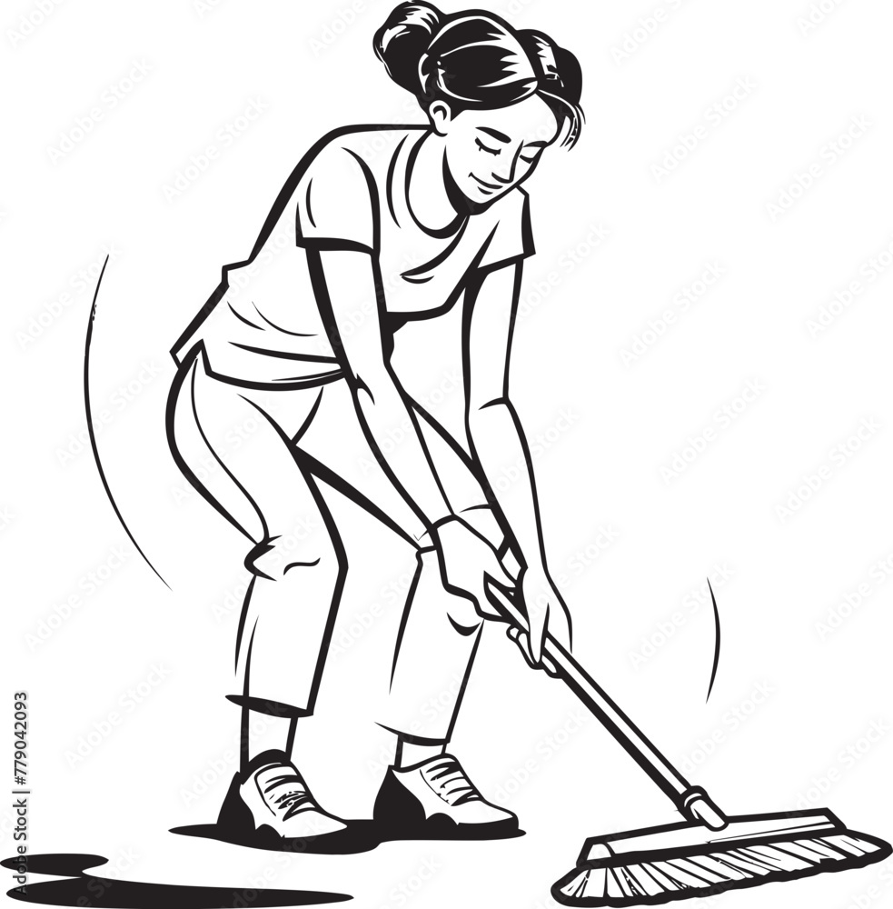 Polished Prodigy Woman Mopping Floor Vector Emblem Squeaky Serenade Female Janitor Vector Logo Icon Polished Prodigy Woman Mopping Floor Vector Emblem Squeaky Serenade Female Janitor Vector Logo Icon