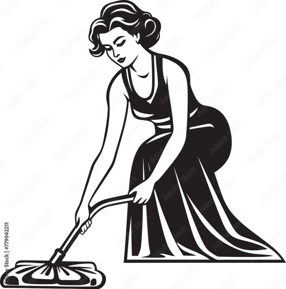 Tidy Temptation Woman Mopping on Floor Vector Design Clean Crusader Female Cleaning Vector Logo Emblem Tidy Temptation Woman Mopping on Floor Vector Design Clean Crusader Female Cleaning Vector Logo Emblem