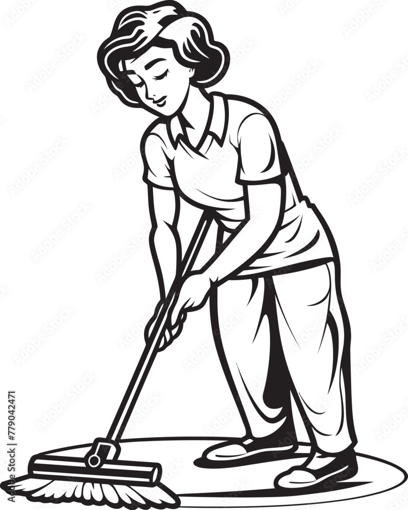Gleam Guru Woman Mopping on Floor Vector Design Sparkling Sorceress Female Cleaning Vector Logo Emblem Gleam Guru Woman Mopping on Floor Vector Design Sparkling Sorceress Female Cleaning Vector Logo Emblem