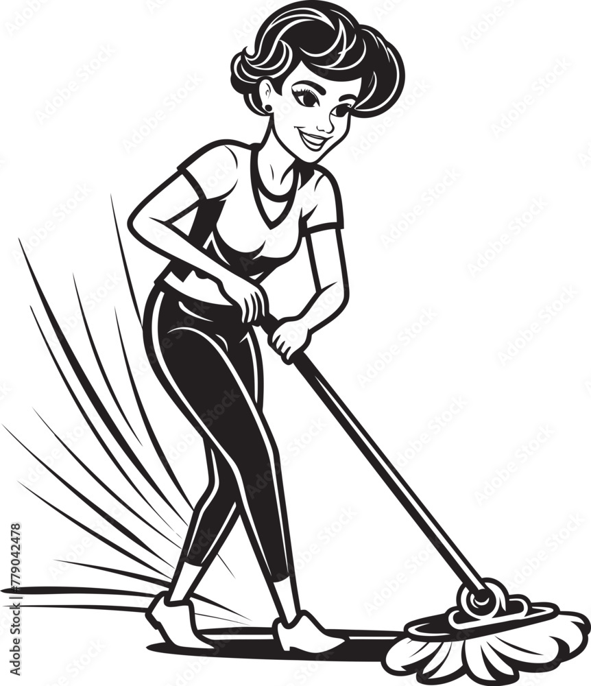 Gleam Goddess Woman Mopping on Floor Vector Icon Squeaky Serenade Female Cleaning Vector Logo Design Gleam Goddess Woman Mopping on Floor Vector Icon Squeaky Serenade Female Cleaning Vector Logo Design