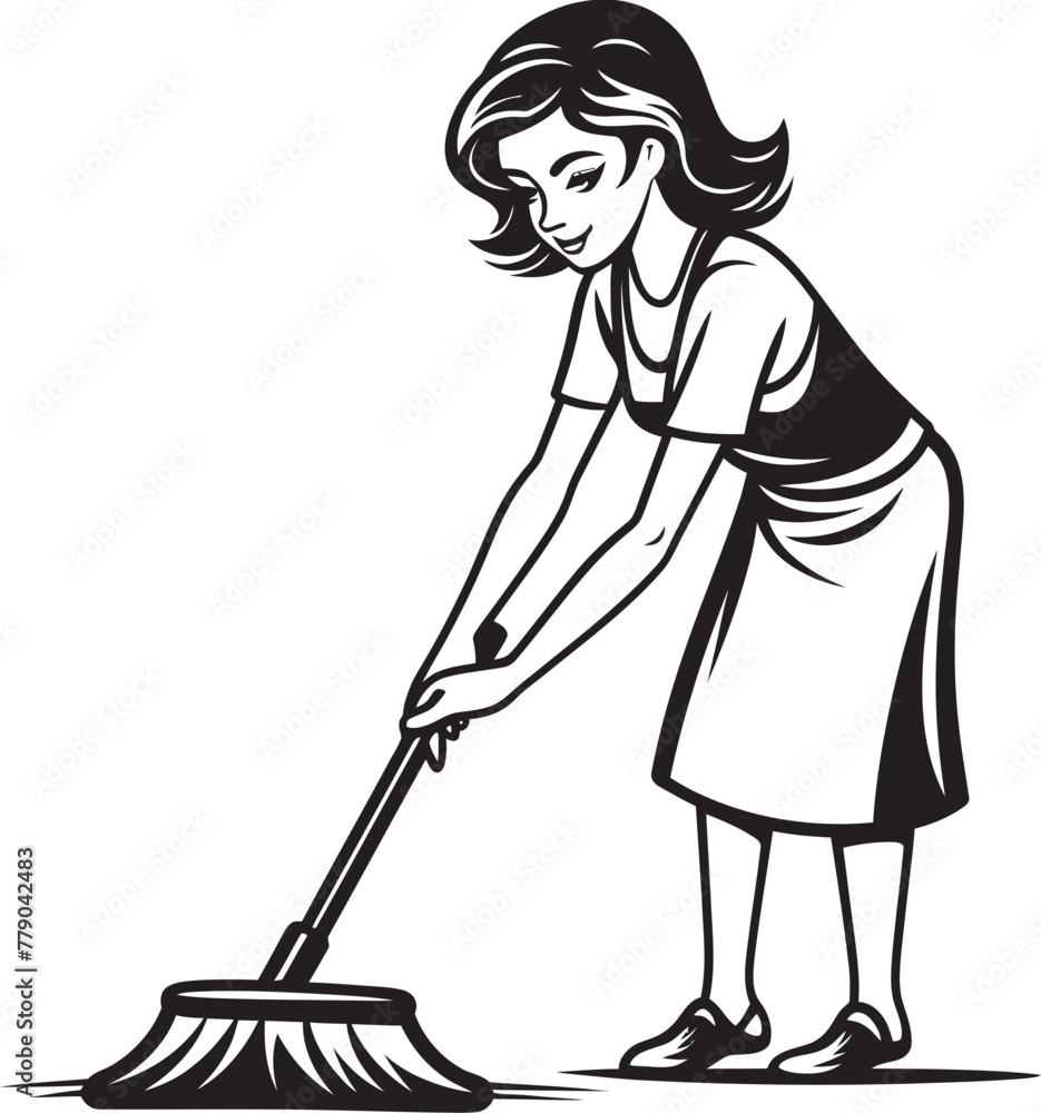 Squeegee Siren Woman Mopping on Floor Vector Icon Radiant Royalty Female Cleaning Vector Logo Design Squeegee Siren Woman Mopping on Floor Vector Icon Radiant Royalty Female Cleaning Vector Logo Design
