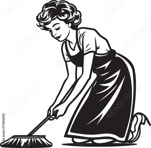 Tidy Trailblazer Woman Mopping Floor Vector Design Clean Connoisseur Female Janitor Vector Logo Emblem