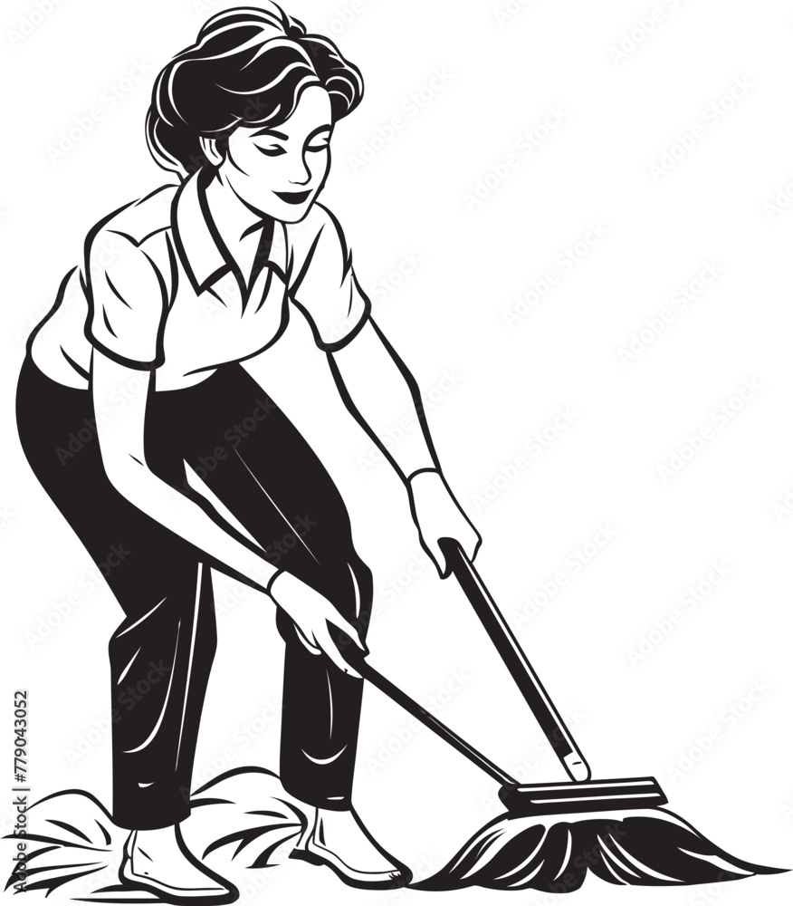 Tidy Temptation Female Floor Cleaner Vector Logo Design Shine Supreme Woman Mopping Floor Vector Icon Tidy Temptation Female Floor Cleaner Vector Logo Design Shine Supreme Woman Mopping Floor Vector Icon