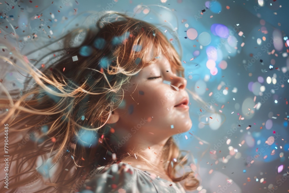 a child celebrating with confetti a child celebrating with confetti