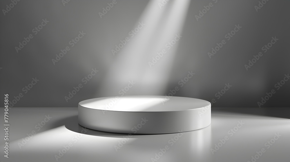 Illuminated Metallic Pedestal on Minimalist Backdrop for Product Presentation or Exhibition Illuminated Metallic Pedestal on Minimalist Backdrop for Product Presentation or Exhibition