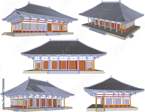 Vector sketch illustration of traditional Japanese ethnic sacred temple design