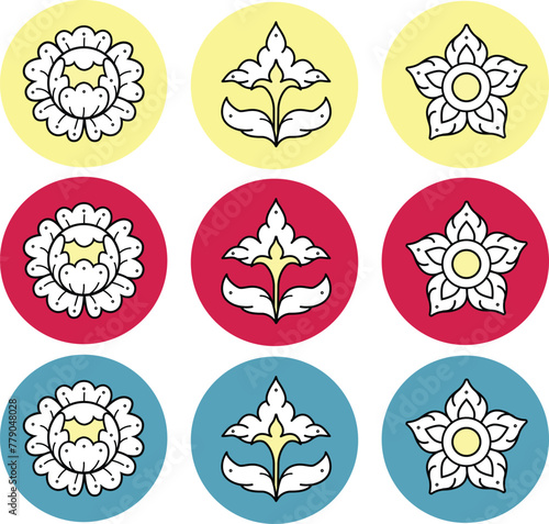Thai Flower Symbol, dok puttan, dok banyen, prajamyam,
Thai Floral