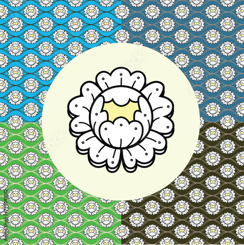 Thai style pattern Dok Puttan, Thailand flower, flower symbols, minimal, thai art.