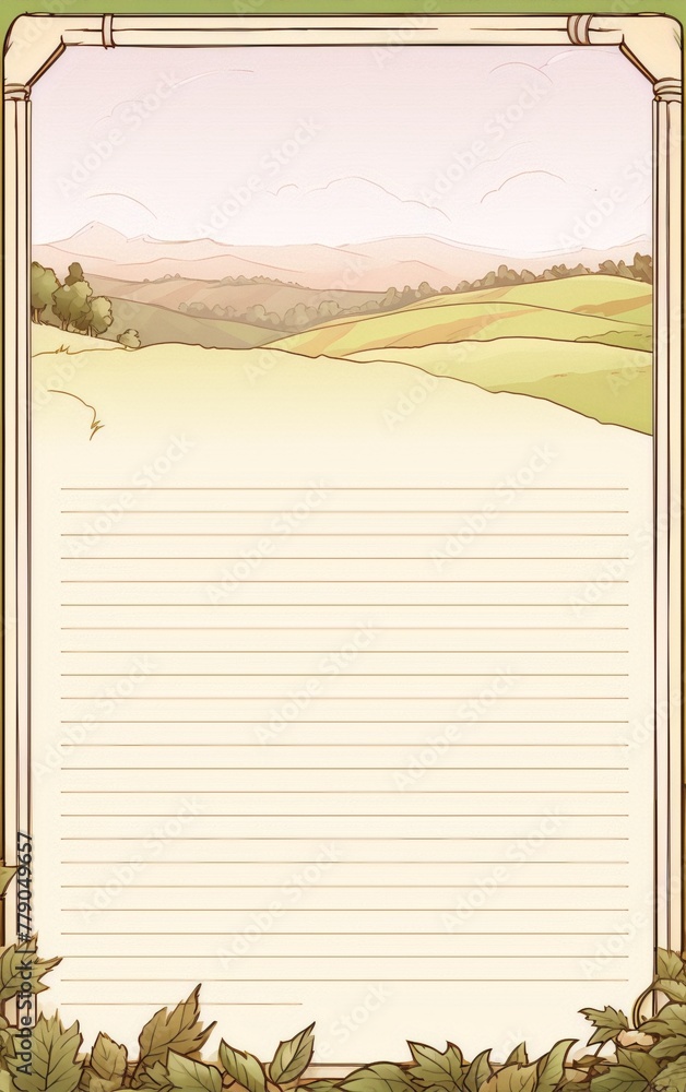lined paper with autumn landscape in the background lined paper with autumn landscape in the background
