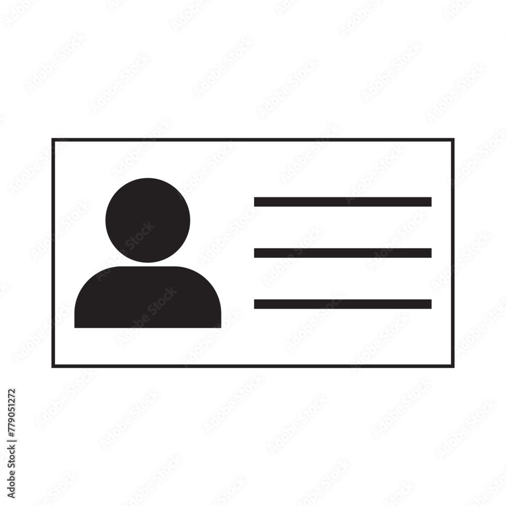 identity card icon on white background identity card icon on white background
