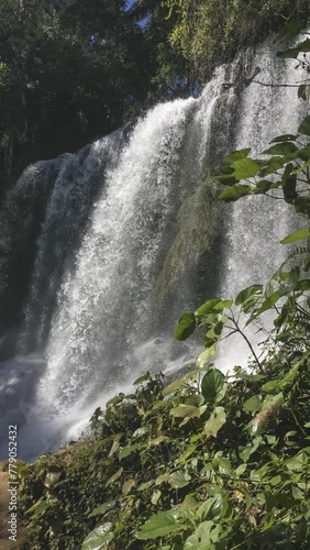 One of upper El Nicho waterfalls in Cuba, vertical video