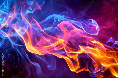 A colorful flame with blue and orange colors