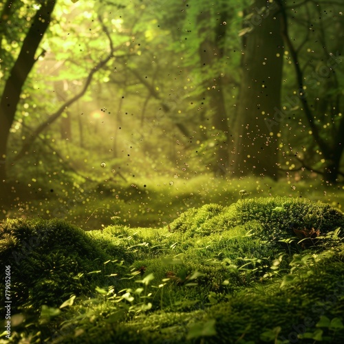 Beautiful landscape in a green forest.