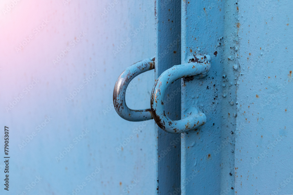 welded eyelets made of bar for a padlock on the gate welded eyelets made of bar for a padlock on the gate