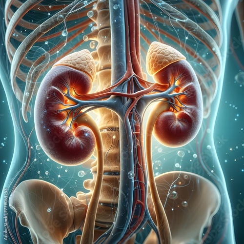 3d rendered illustration of a human kidney photo