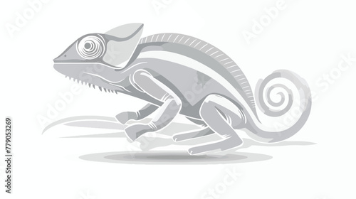White chameleon vector logo illustration 2d flat ca