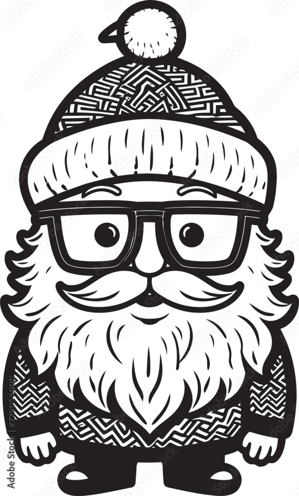 Hipster Santa Heraldry Urban Flavored Artwork in Vector Form Santas Spectacles Cool Eyewear Clad Logo in Vector Hipster Fashion