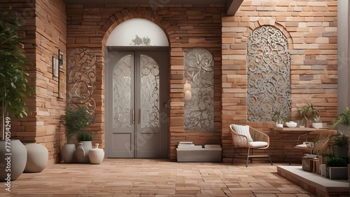 brickwork  iron grilles  or mosaic tiles. Create visually captivating compositions
