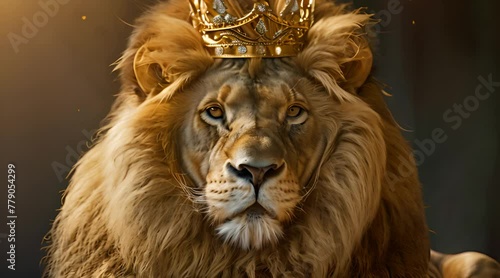 a mighty lion with a golden crown