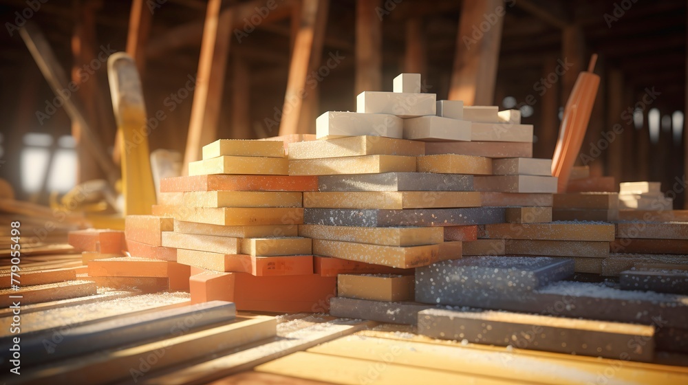 A photo of a construction site with a pile of constructure A photo of a construction site with a pile of constructure