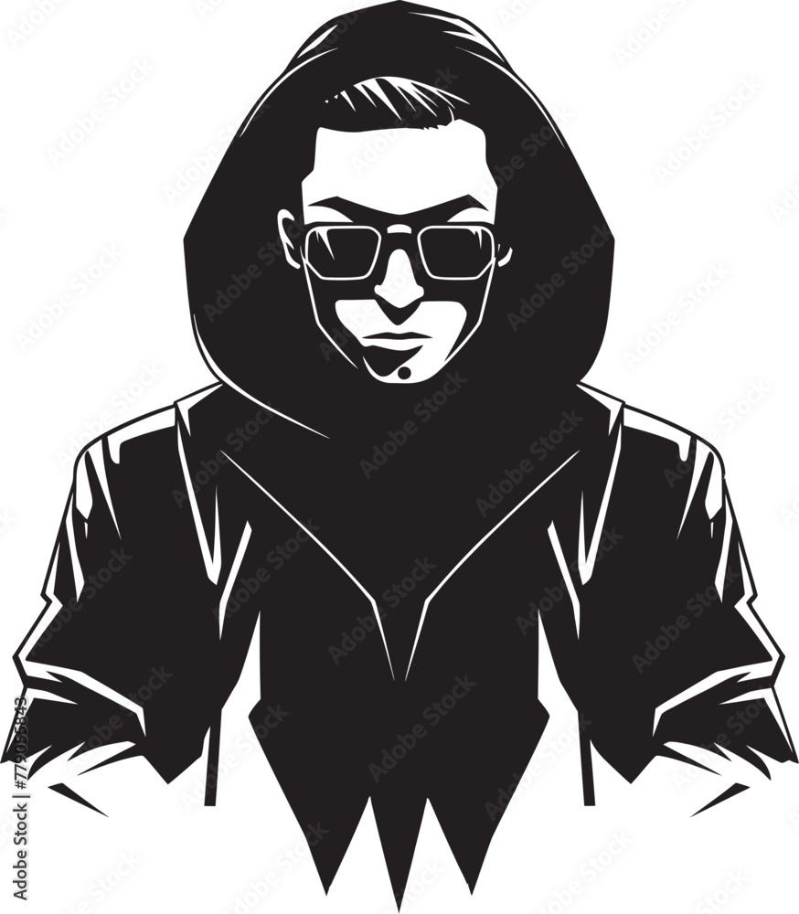 Hooded Visionary Man in Glasses Vector Logo Design Icon Urban Sleuth Stylish Man in Hood and Glasses Vector Emblem Hooded Visionary Man in Glasses Vector Logo Design Icon Urban Sleuth Stylish Man in Hood and Glasses Vector Emblem