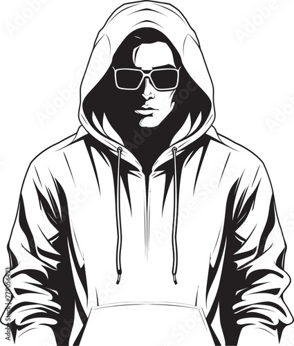 Urban Style Stylish Man in Hoodie Vector Emblem Streetwise Sentinel Hooded Man Vector Logo Icon