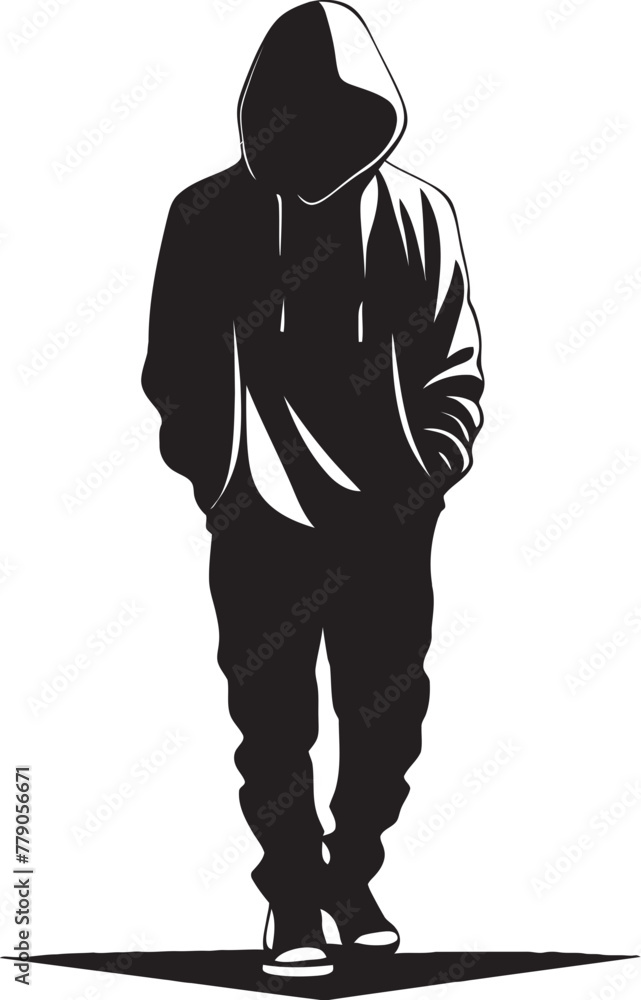 Fototapeta premium Hoodie Fusion Stylish Man in Hoodie Vector Emblem Urban Edge Modern Man in Hoodie Logo Icon