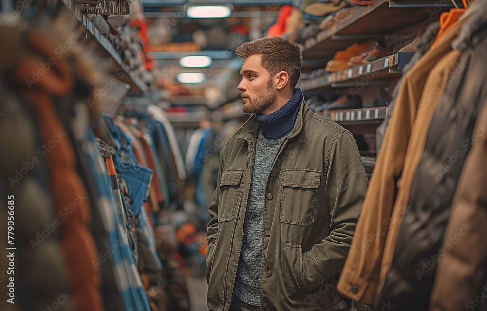 Man enjoys shopping a lot and changing his appearance.