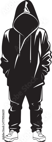 City Swagger Trendy Man in Hoodie Logo Design Hoodie Fusion Stylish Man in Hoodie Vector Emblem
