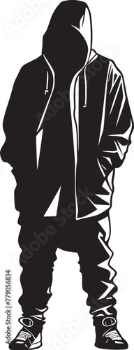 City Swagger Trendy Man in Hoodie Logo Design Hoodie Fusion Stylish Man in Hoodie Vector Emblem