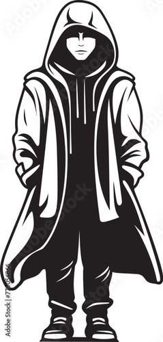 Hoodie Maverick Stylish Man in Hoodie Vector Icon City Rebel Urban Man in Hoodie Vector Emblem