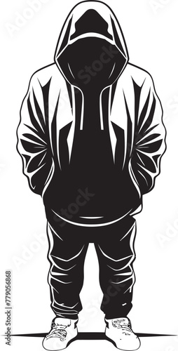 City Rebel Urban Man in Hoodie Vector Emblem Hooded Innovator Stylish Man in Hoodie Vector Logo