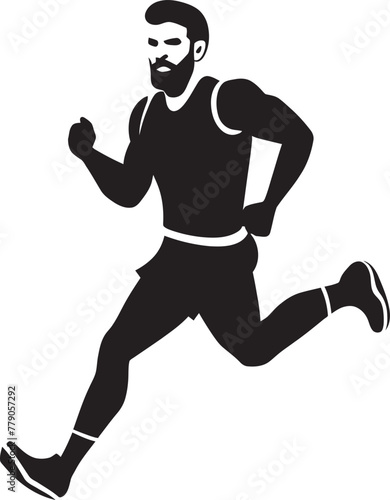 Runners Emblem Man Running Vector Logo Icon Urban Stride Jogging Man Vector Emblem Design