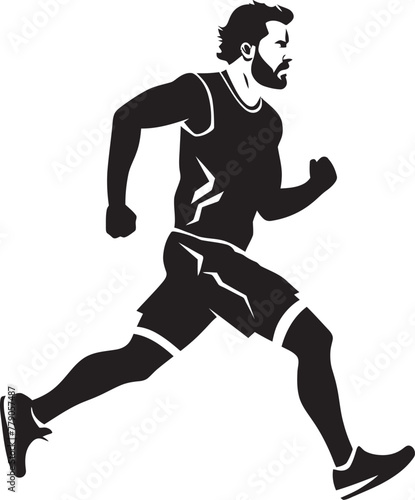 Trailblazing Journey Jogging Man Vector Emblem Design City Runner Urban Man Running Vector Logo
