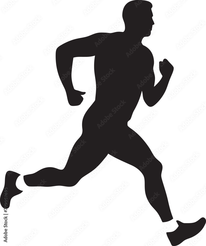 Marathon Motion Man Running Vector Icon Urban Stride Jogging Man Vector Emblem