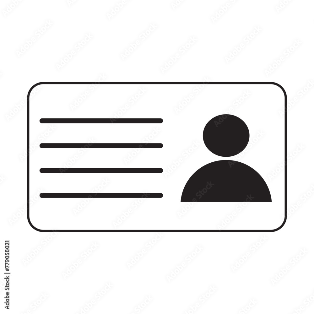 identity card icon on white background identity card icon on white background