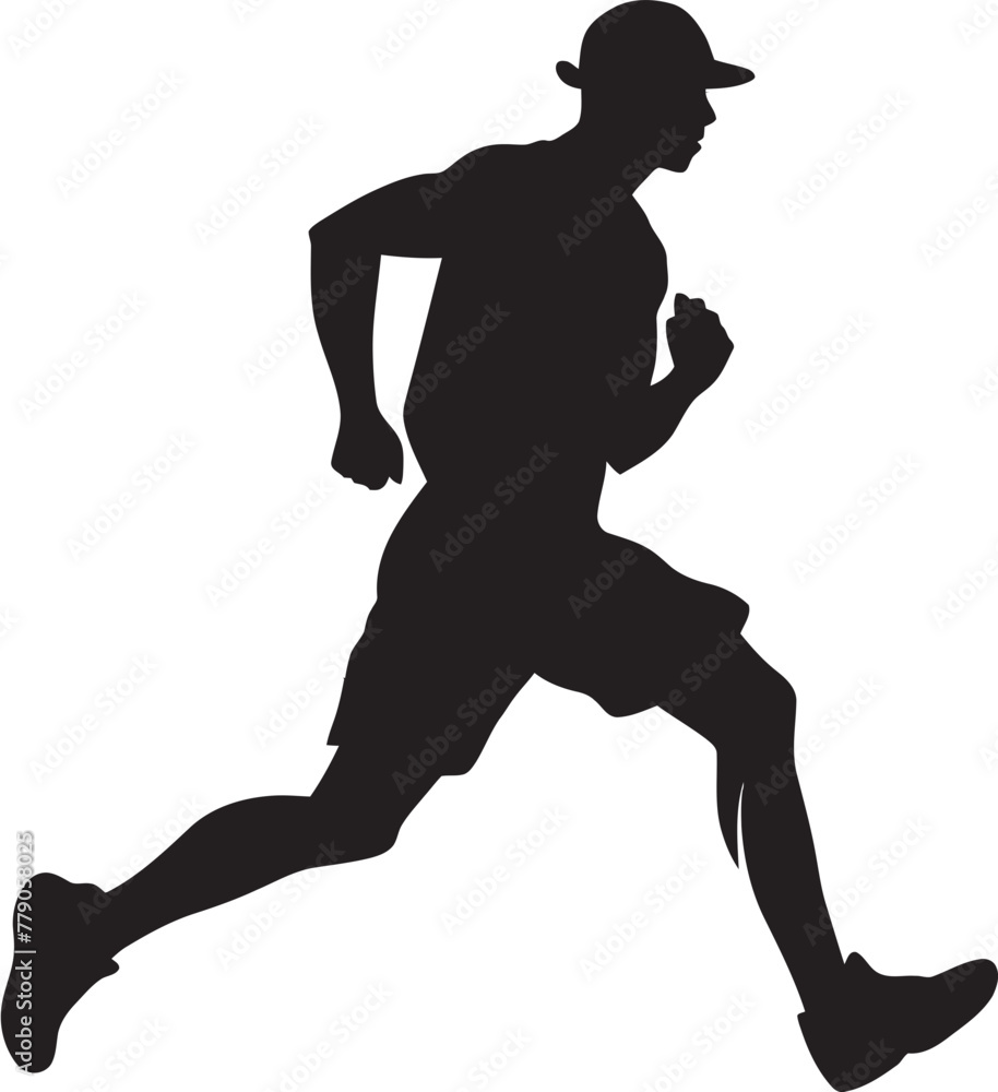 Urban Stride Man Running Vector Emblem Fitness Pursuit Jogging Man Vector Logo Design
