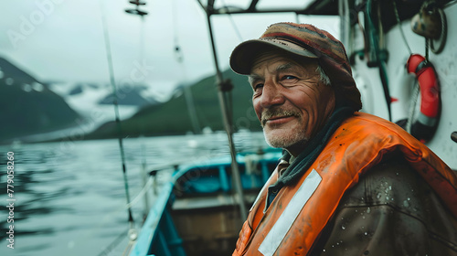 Portrait of fisherman on a big boat in Alaska, a career that is risky but gives good rewards © Slowlifetrader