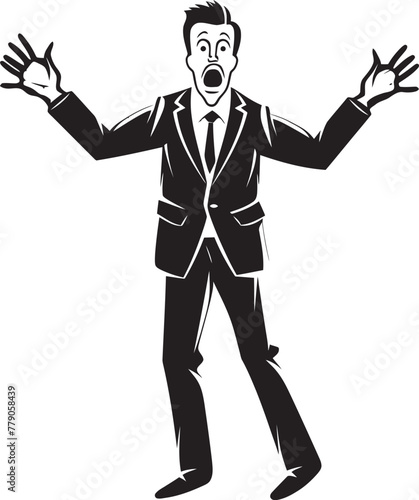 Executive Emergency Panicked Businessman Vector Logo Design Market Mayhem Distressed Businessman Vector Emblem