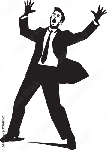 Market Mayhem Distressed Businessman Vector Emblem Office Overload Nervous Businessman Vector Logo Icon