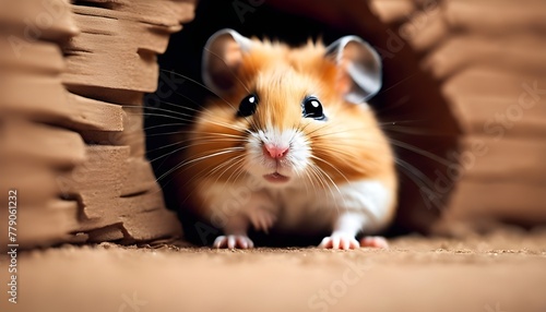 Curiosity Captured: Cute Hamster Exploring from its Cozy Nest © holdstillandclick