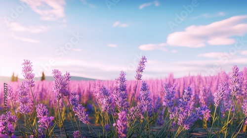 A photo of a field of lavender in full bloom.